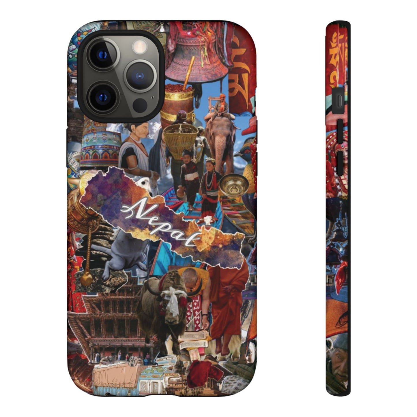 Nepal Collage Phone Case — Colorful Himalayan Travel Design
