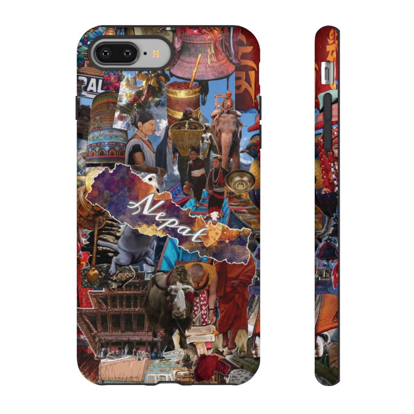 Nepal Collage Phone Case — Colorful Himalayan Travel Design