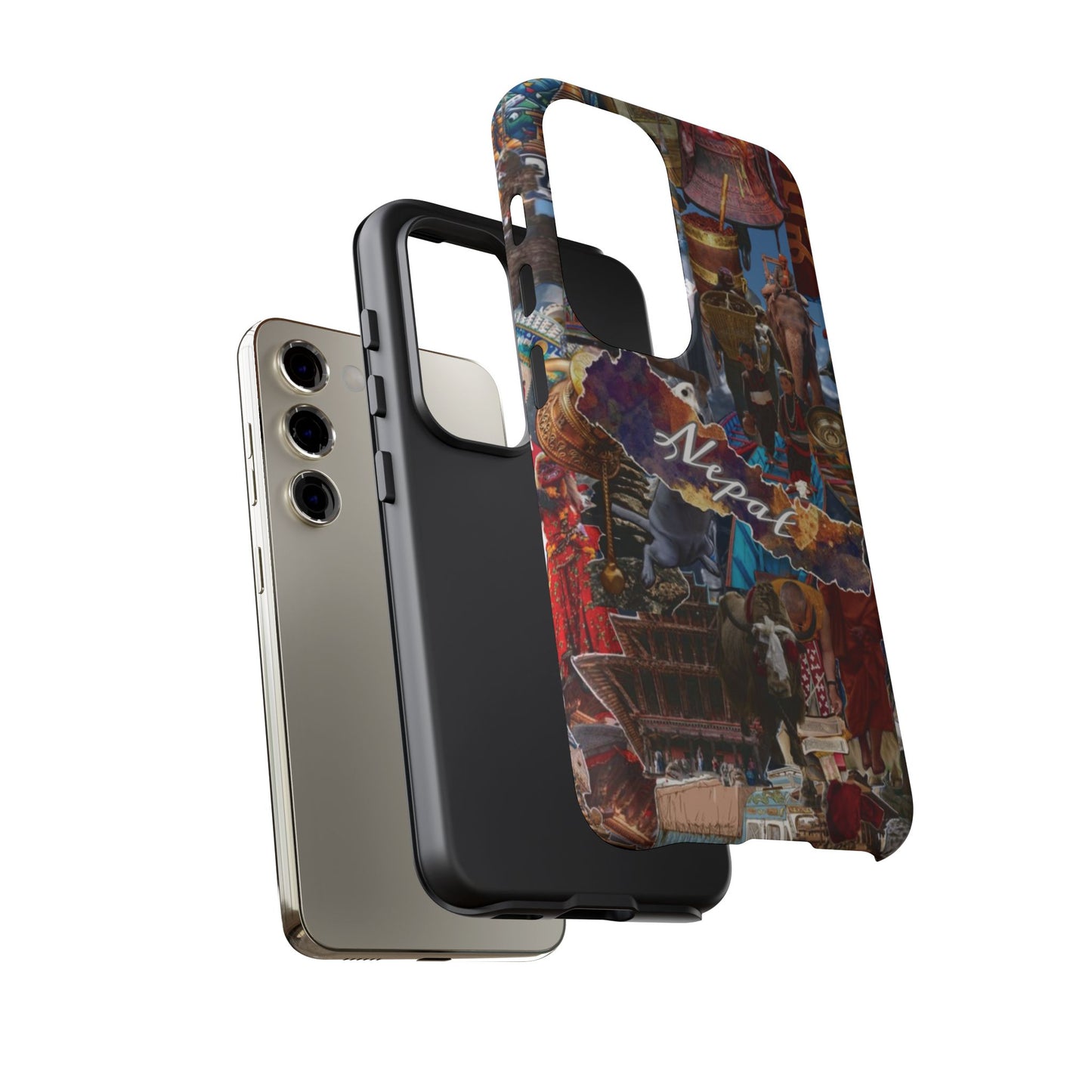 Nepal Collage Phone Case — Colorful Himalayan Travel Design