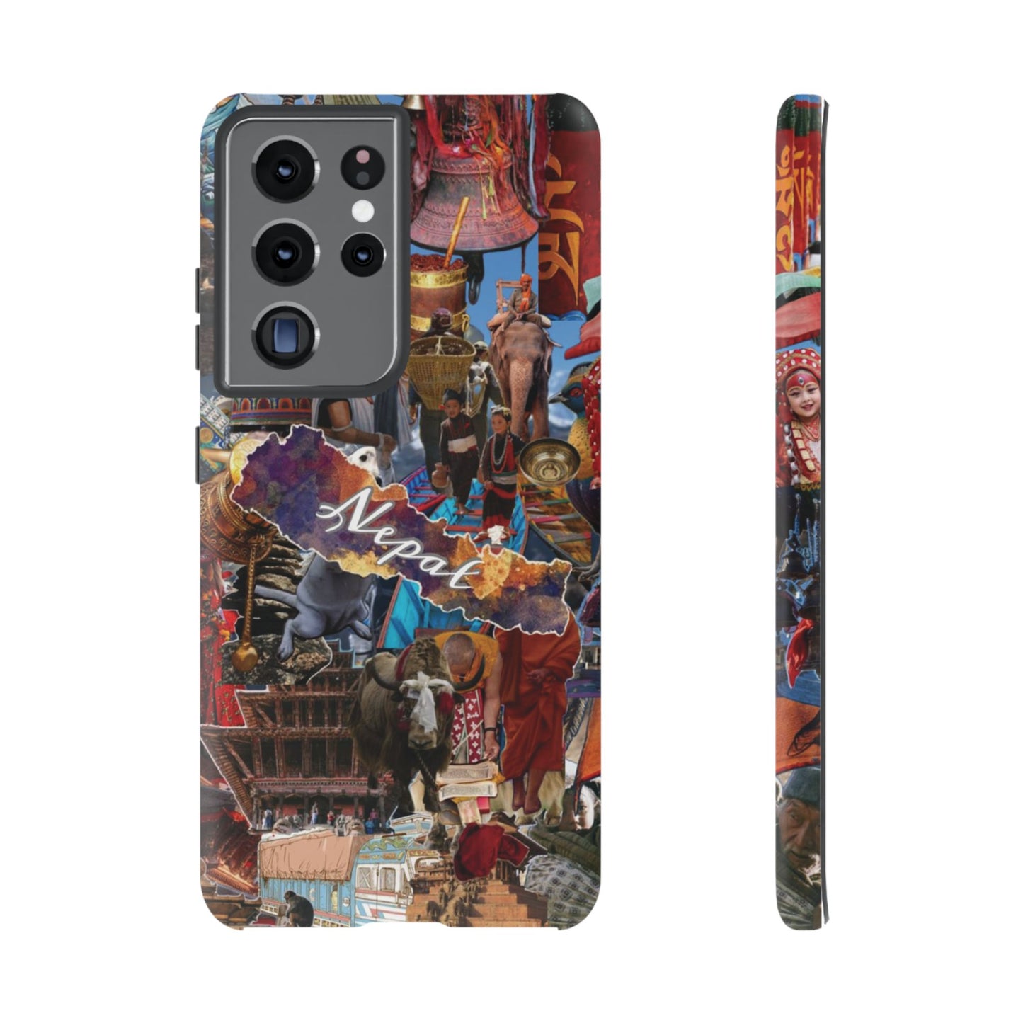 Nepal Collage Phone Case — Colorful Himalayan Travel Design