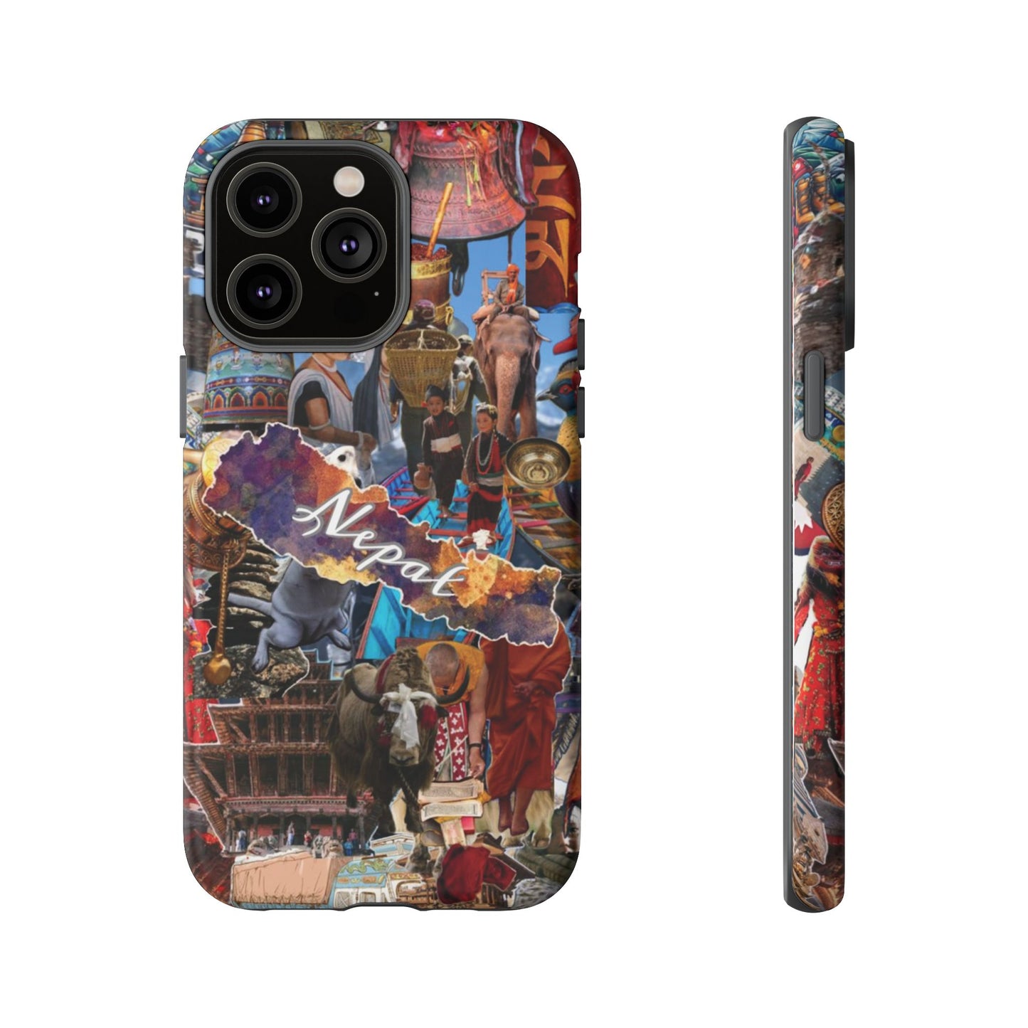 Nepal Collage Phone Case — Colorful Himalayan Travel Design