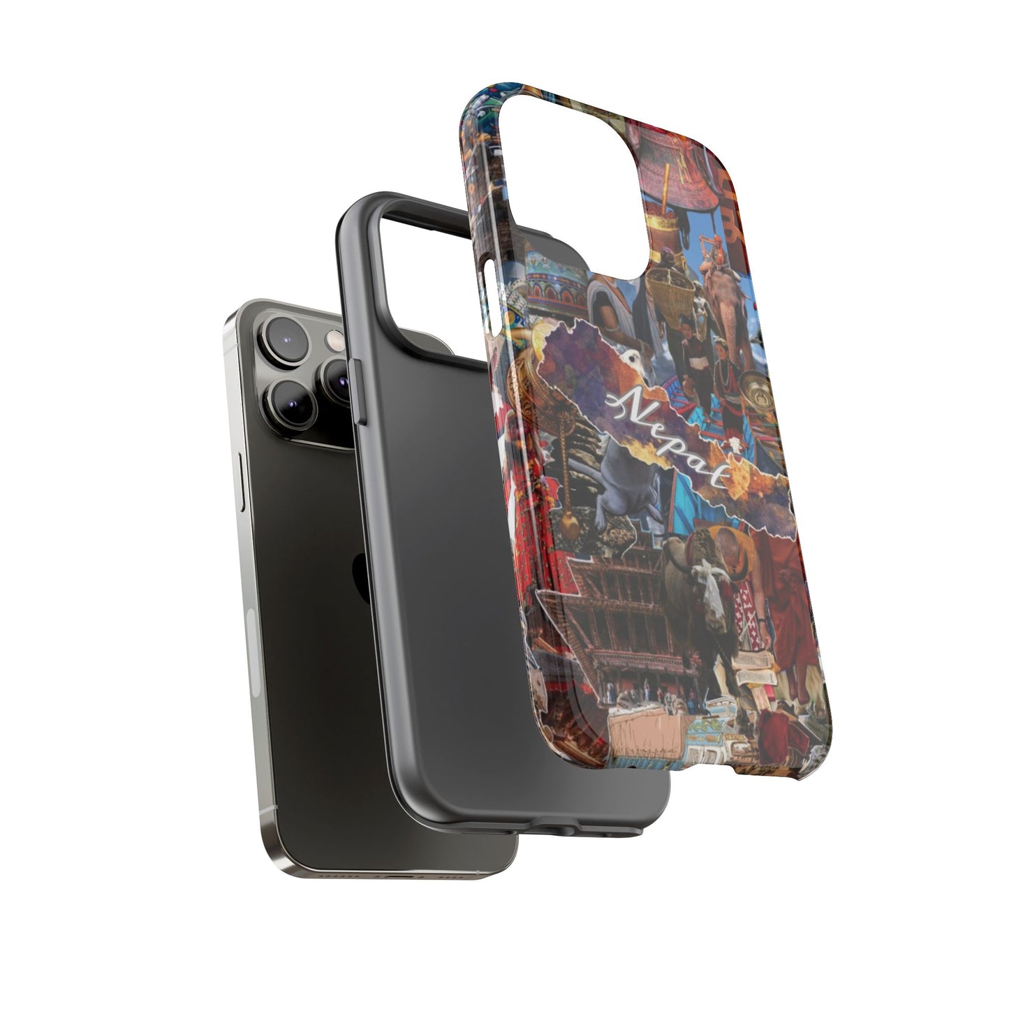 Nepal Collage Phone Case — Colorful Himalayan Travel Design
