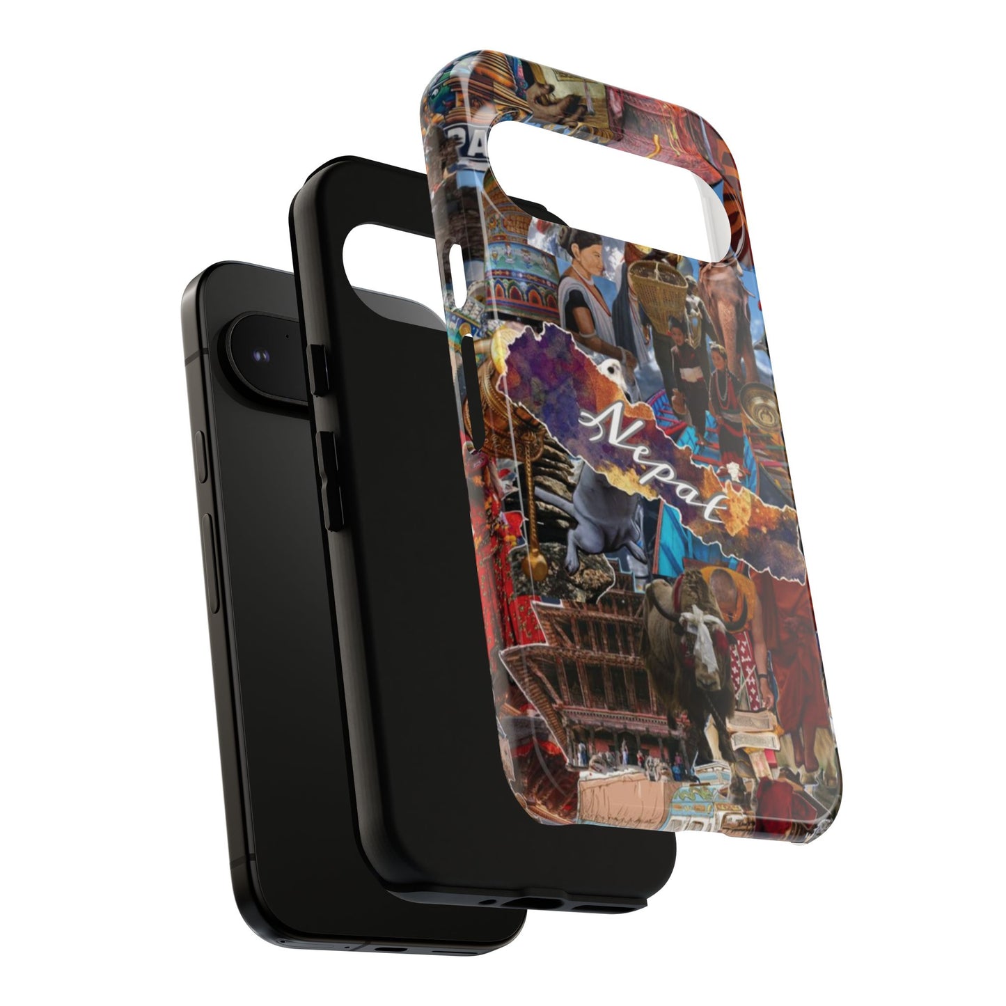Nepal Collage Phone Case — Colorful Himalayan Travel Design