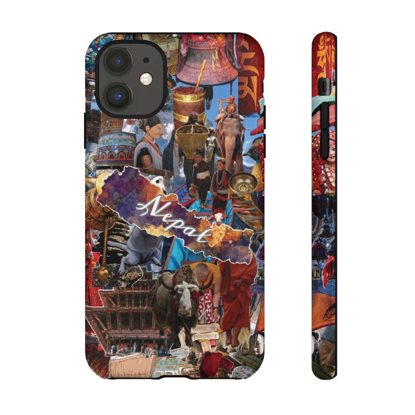 Nepal Collage Phone Case — Colorful Himalayan Travel Design