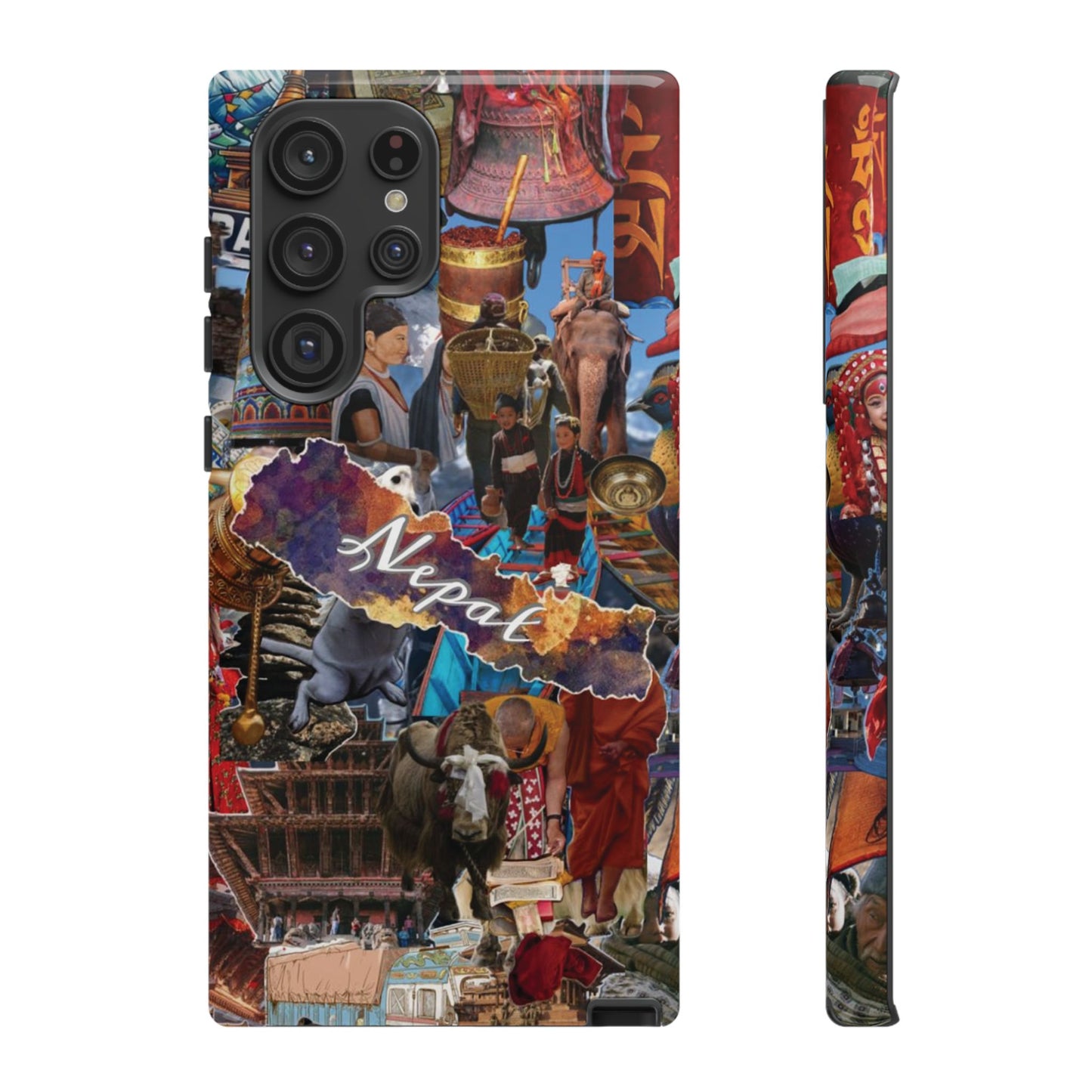 Nepal Collage Phone Case — Colorful Himalayan Travel Design