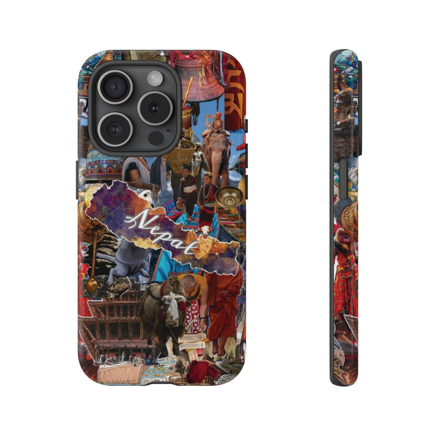 Nepal Collage Phone Case — Colorful Himalayan Travel Design
