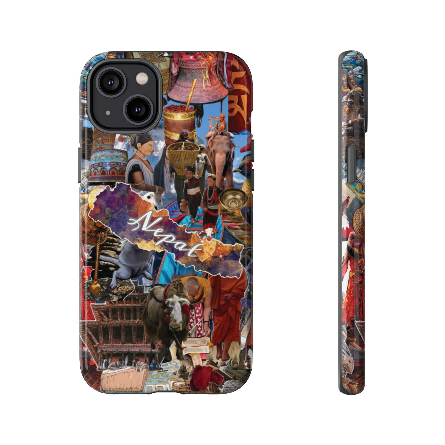 Nepal Collage Phone Case — Colorful Himalayan Travel Design