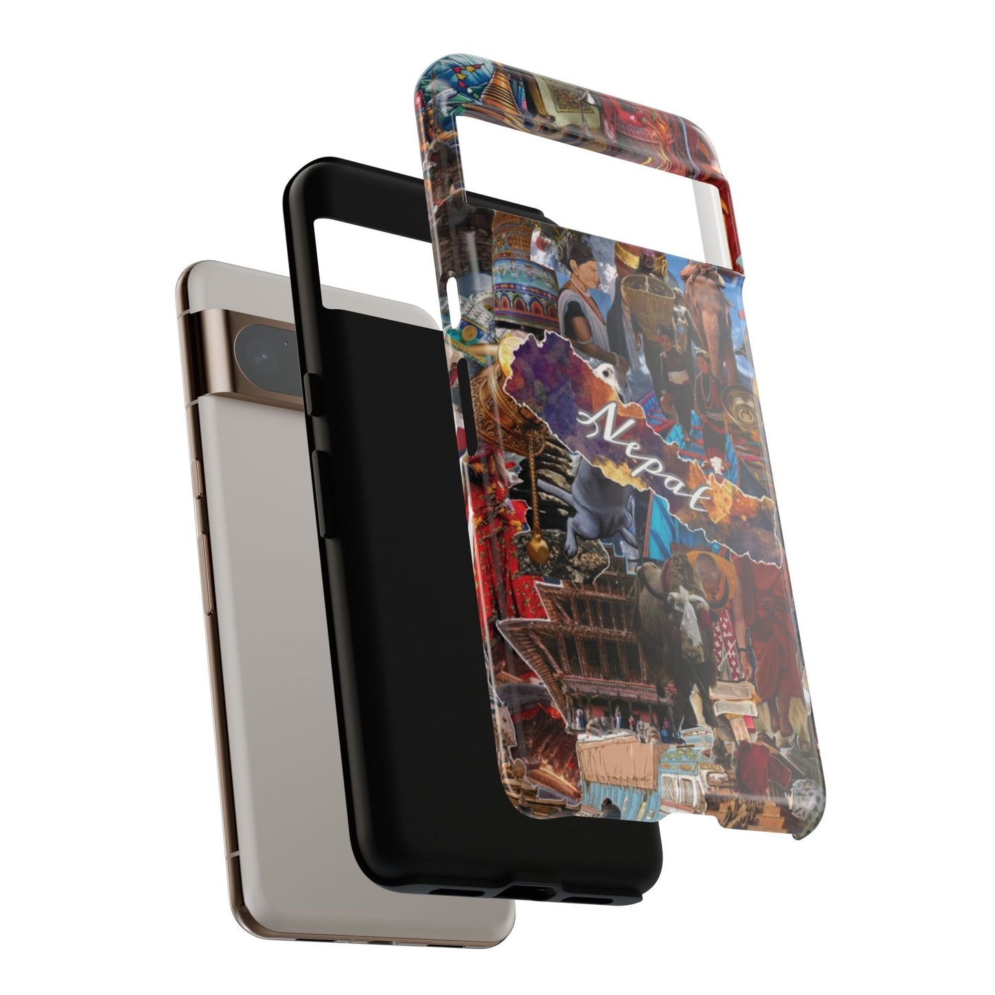 Nepal Collage Phone Case — Colorful Himalayan Travel Design