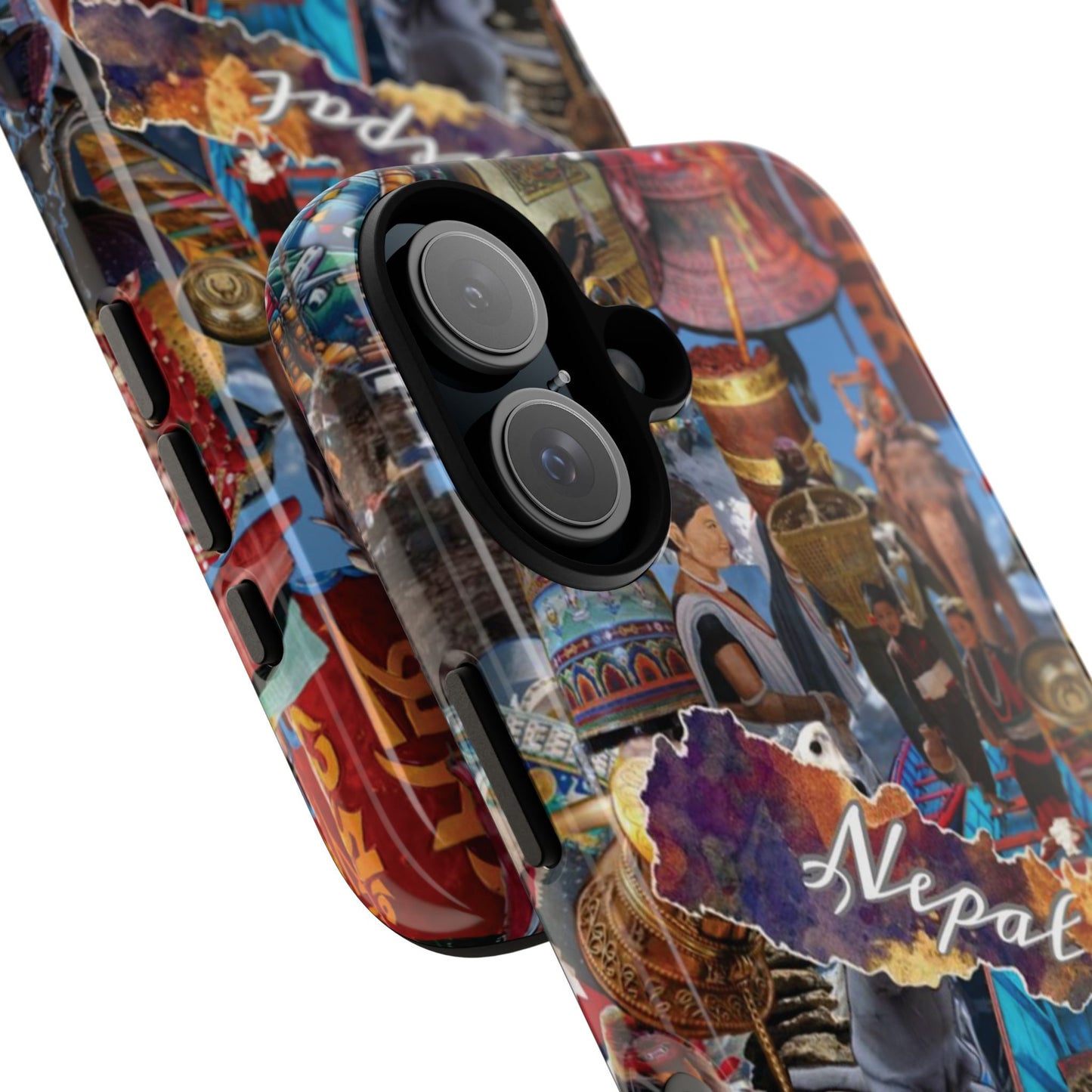 Nepal Collage Phone Case — Colorful Himalayan Travel Design