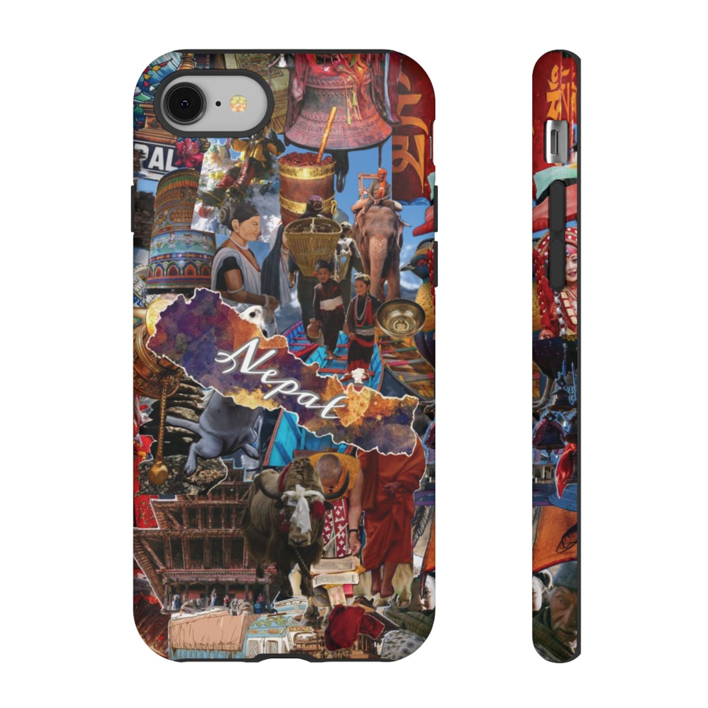 Nepal Collage Phone Case — Colorful Himalayan Travel Design