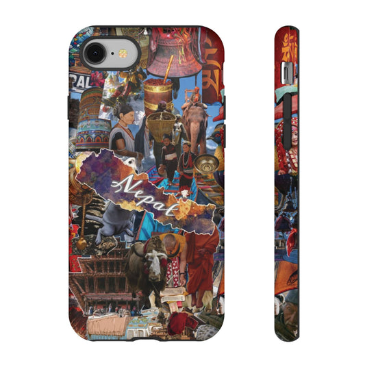 Nepal Collage Phone Case — Colorful Himalayan Travel Design