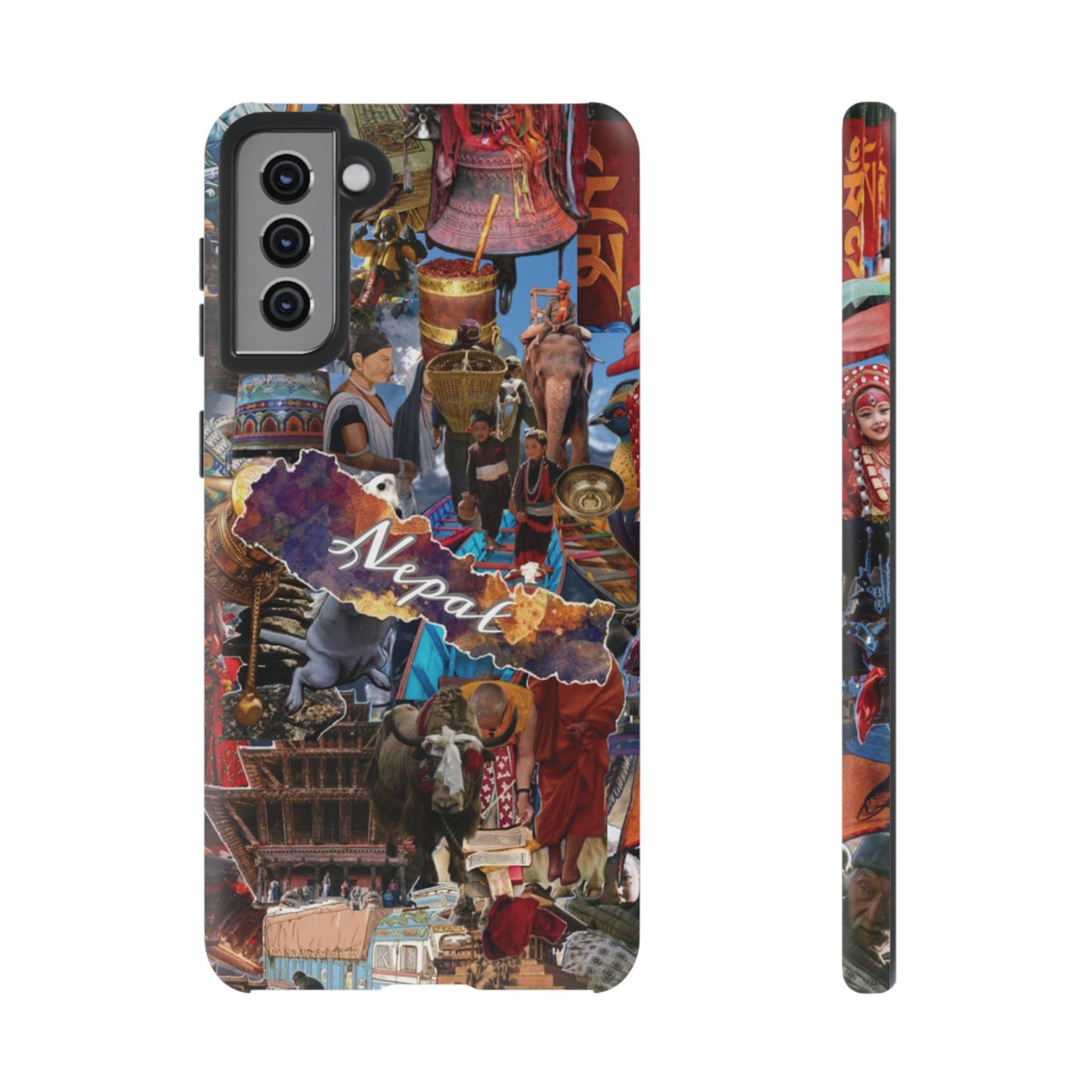 Nepal Collage Phone Case — Colorful Himalayan Travel Design