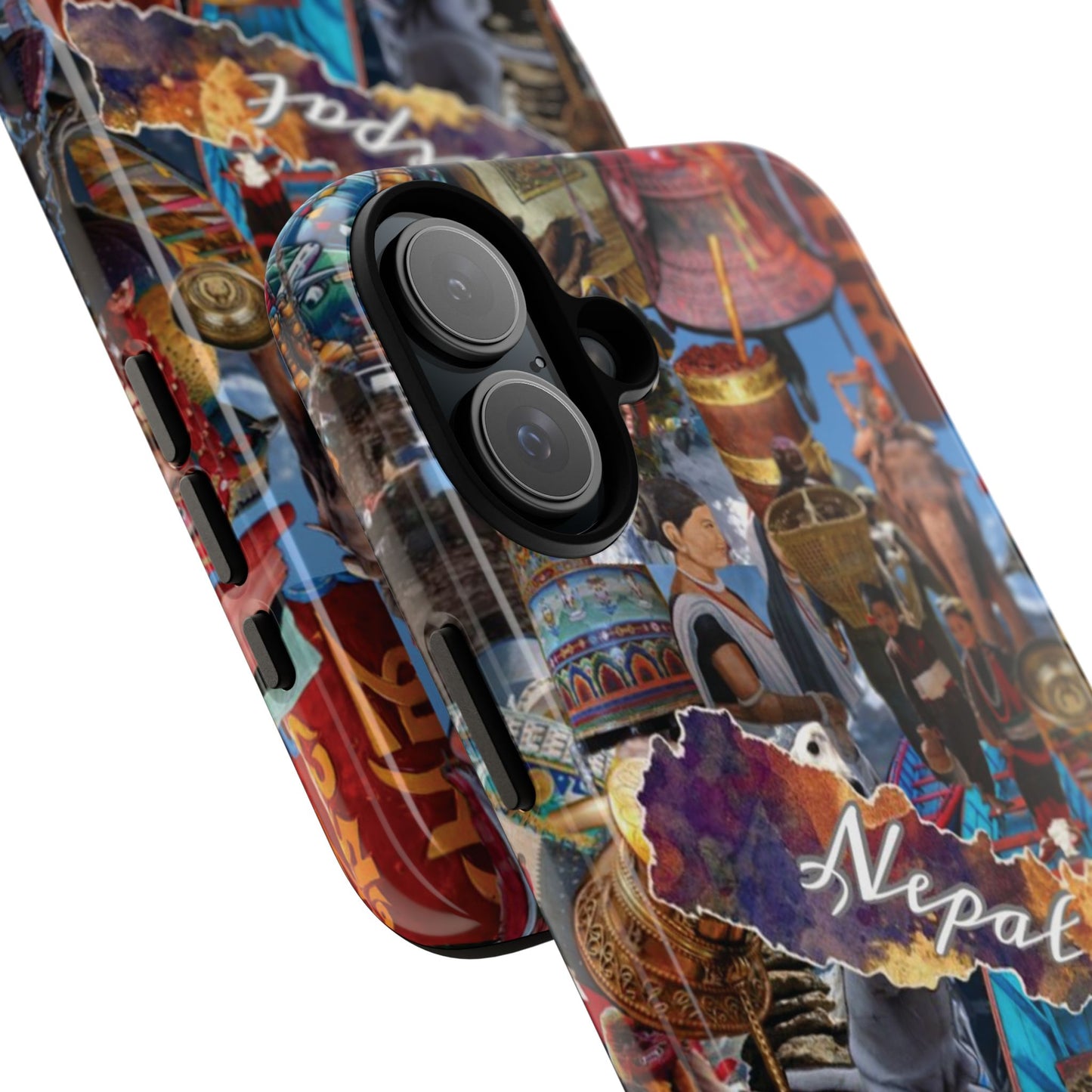 Nepal Collage Phone Case — Colorful Himalayan Travel Design
