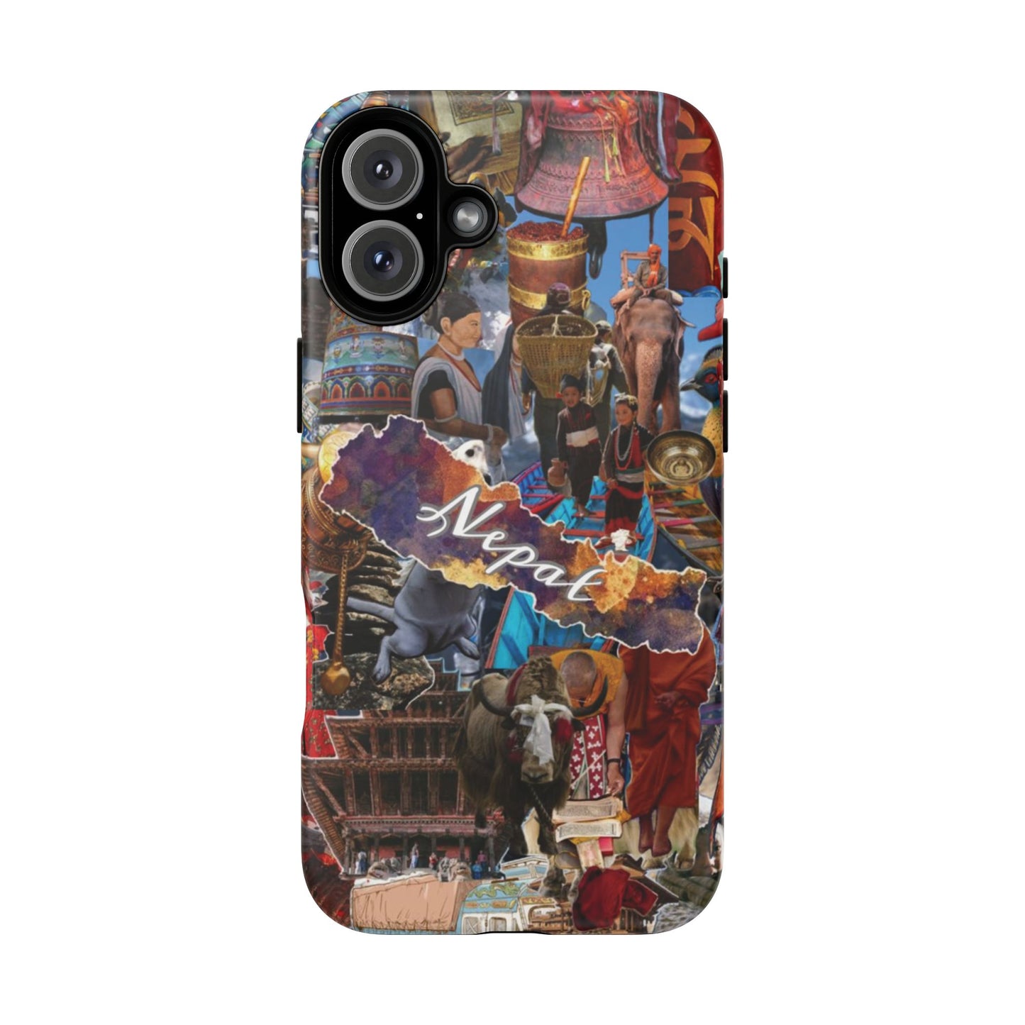 Nepal Collage Phone Case — Colorful Himalayan Travel Design