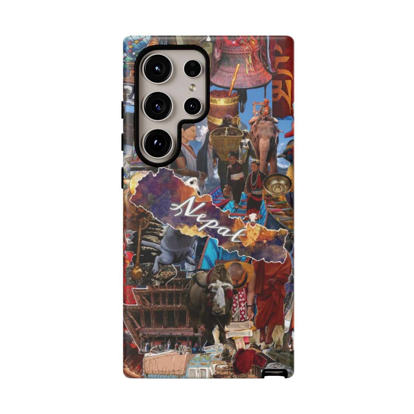 Nepal Collage Phone Case — Colorful Himalayan Travel Design