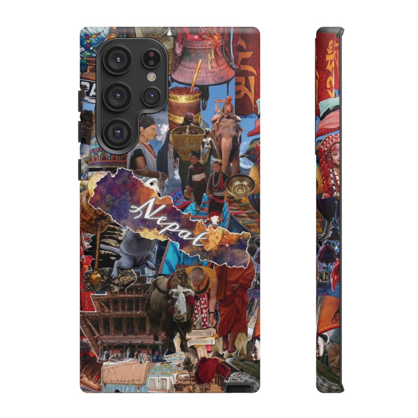Nepal Collage Phone Case — Colorful Himalayan Travel Design