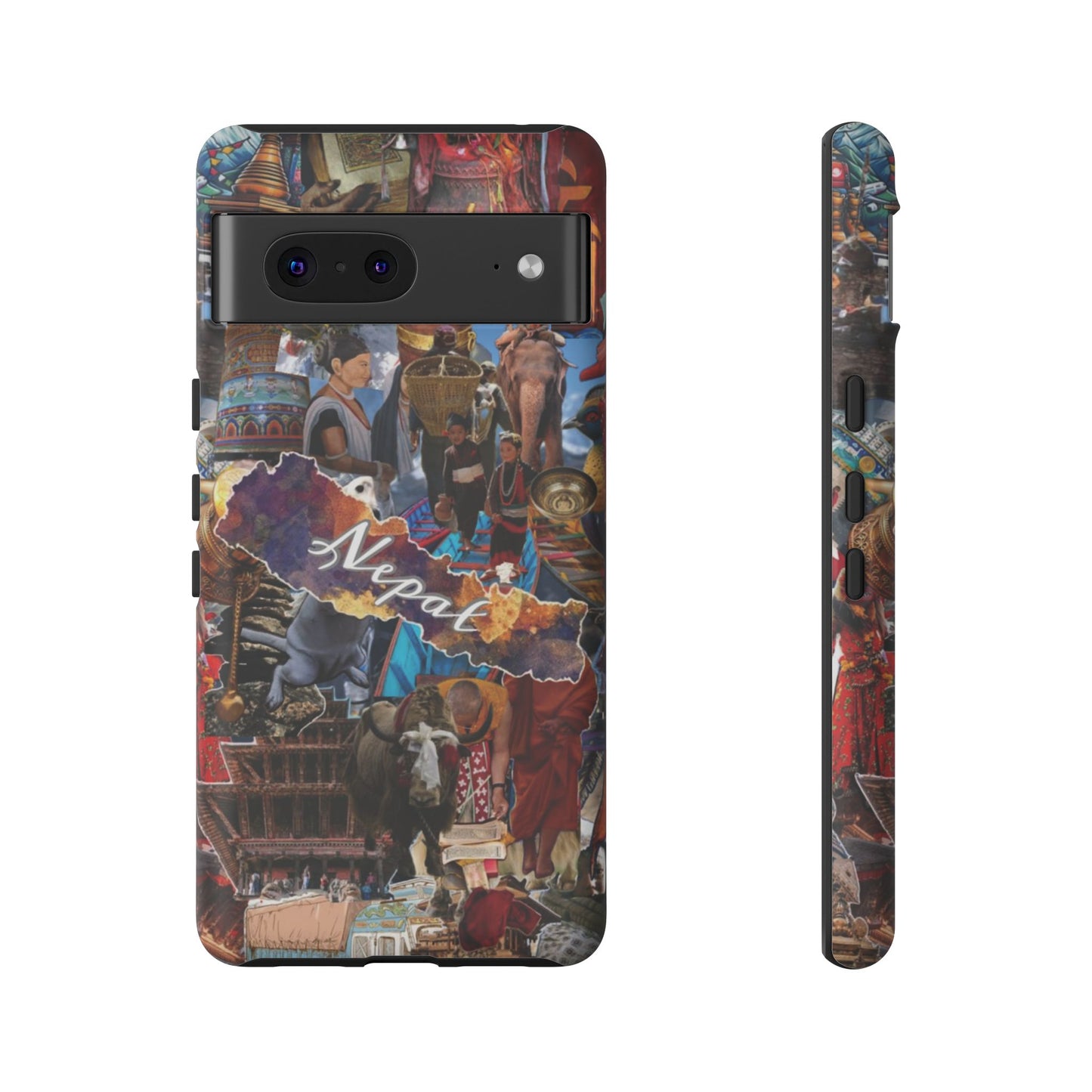 Nepal Collage Phone Case — Colorful Himalayan Travel Design