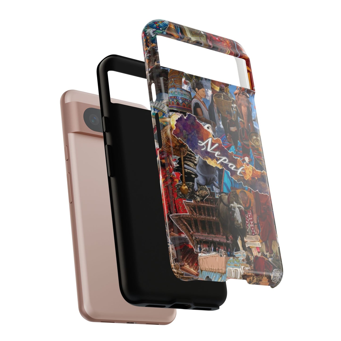 Nepal Collage Phone Case — Colorful Himalayan Travel Design