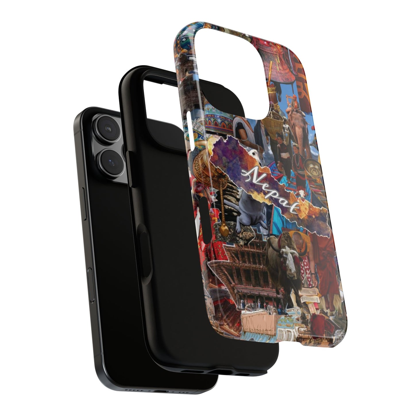 Nepal Collage Phone Case — Colorful Himalayan Travel Design