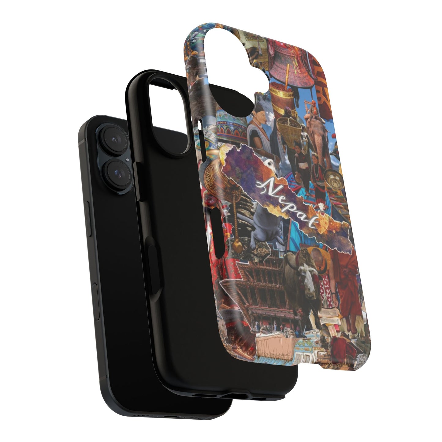 Nepal Collage Phone Case — Colorful Himalayan Travel Design