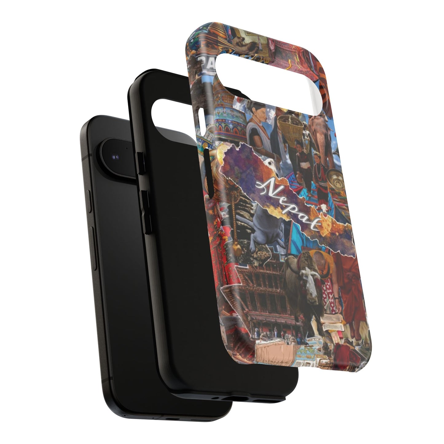 Nepal Collage Phone Case — Colorful Himalayan Travel Design