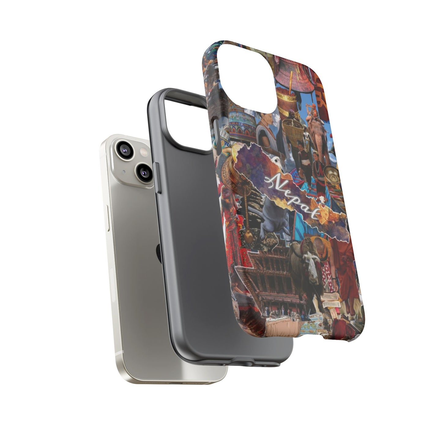 Nepal Collage Phone Case — Colorful Himalayan Travel Design