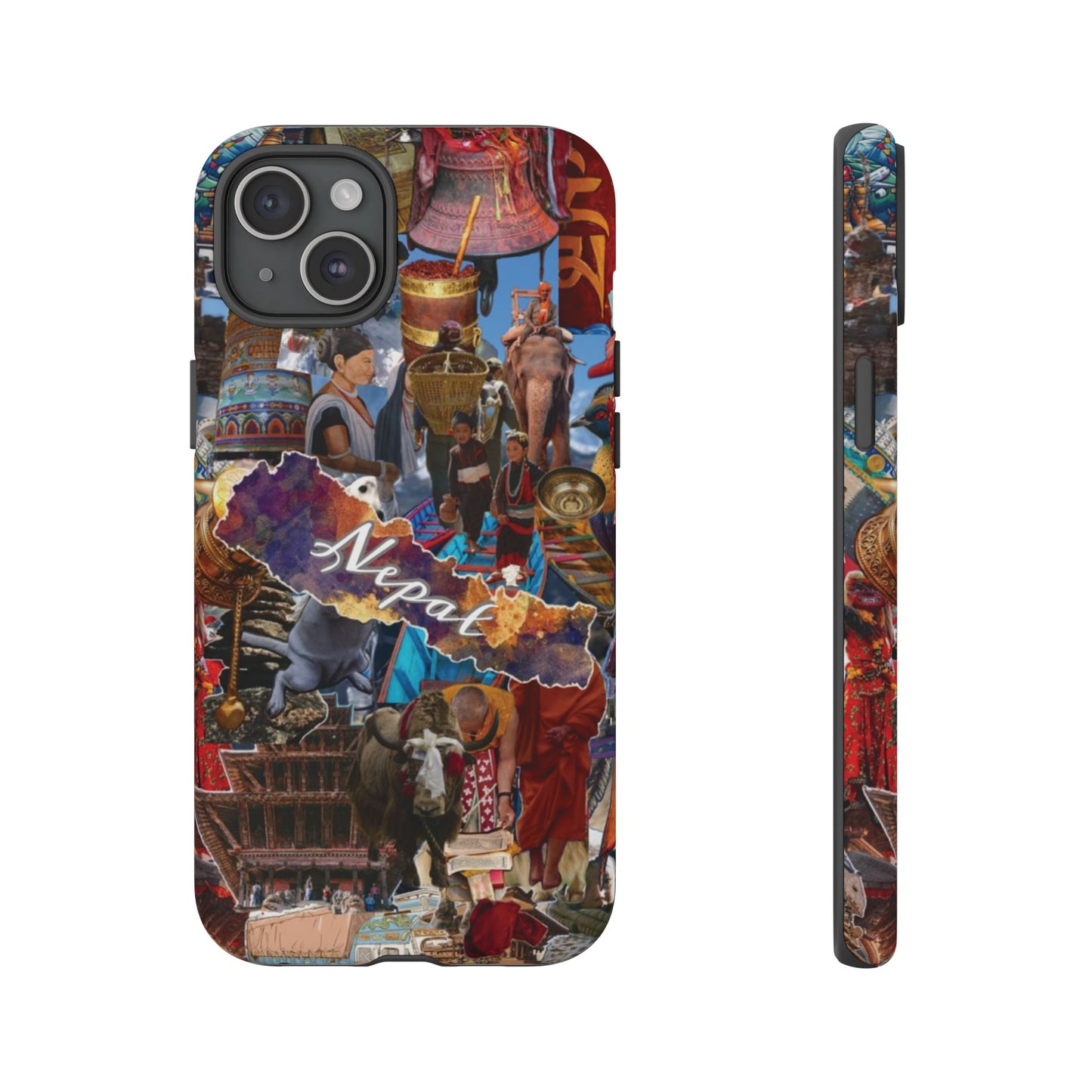 Nepal Collage Phone Case — Colorful Himalayan Travel Design