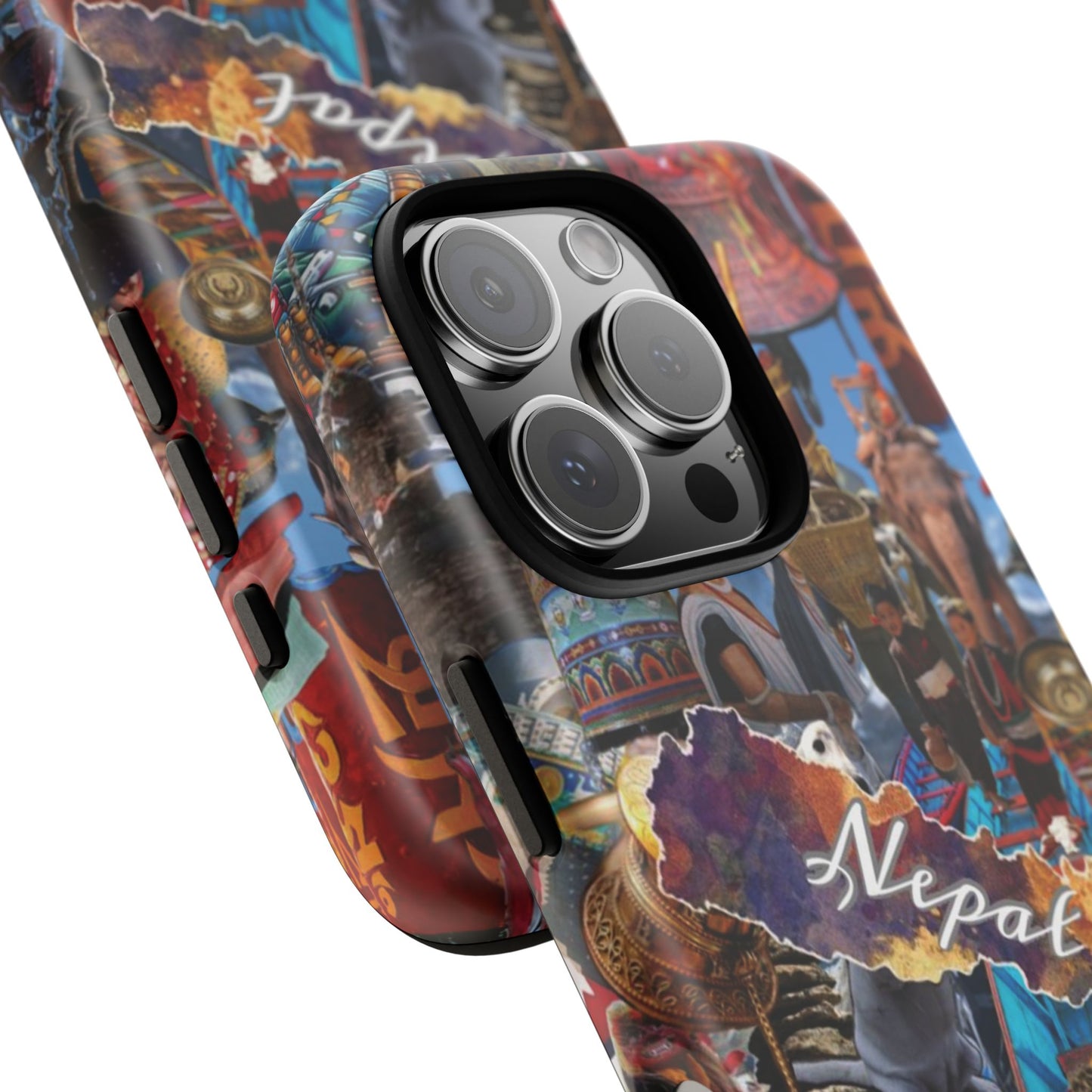 Nepal Collage Phone Case — Colorful Himalayan Travel Design