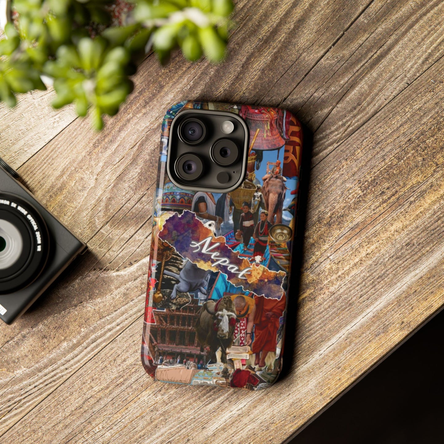 Nepal Collage Phone Case — Colorful Himalayan Travel Design