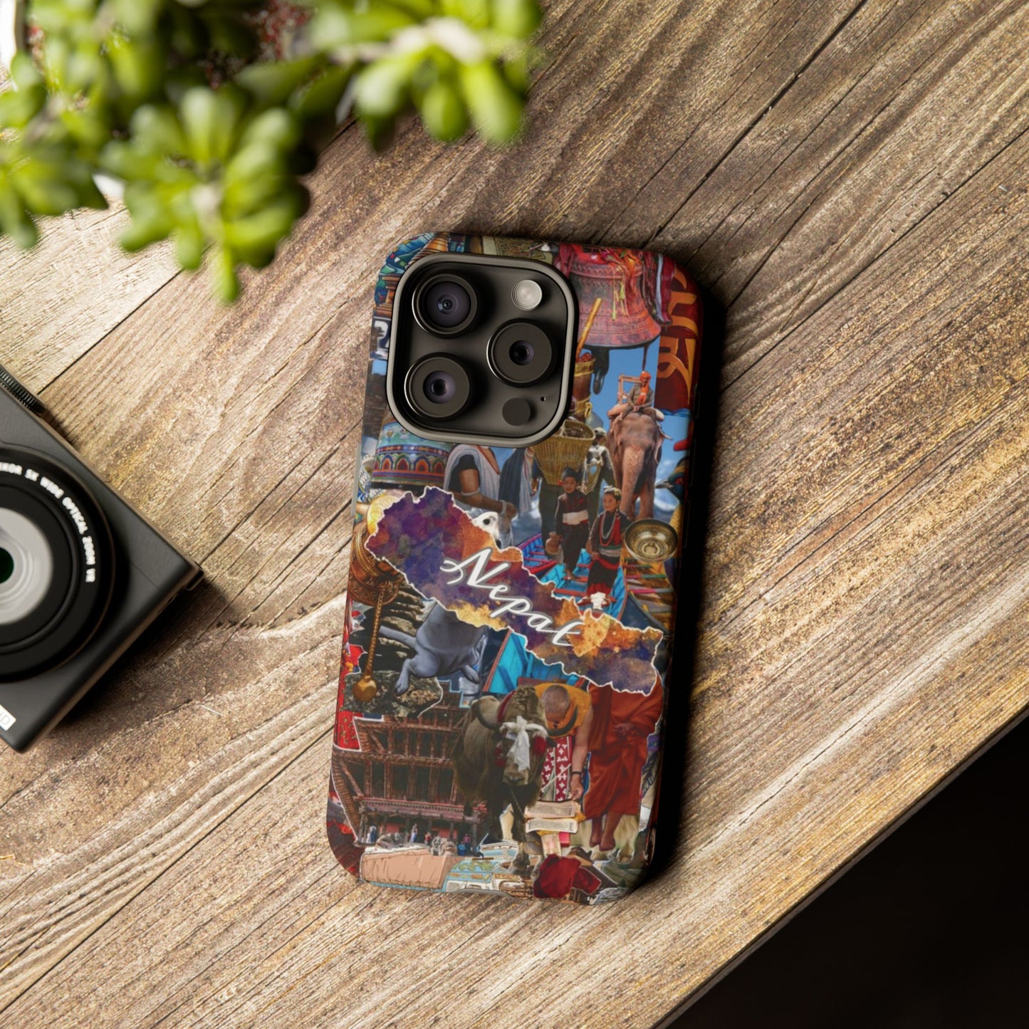 Nepal Collage Phone Case — Colorful Himalayan Travel Design