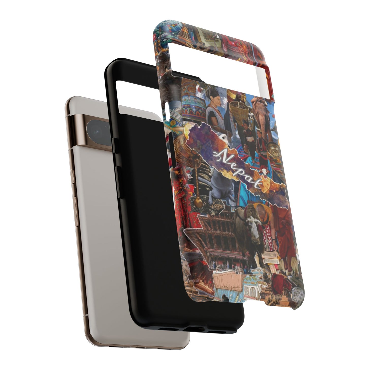 Nepal Collage Phone Case — Colorful Himalayan Travel Design