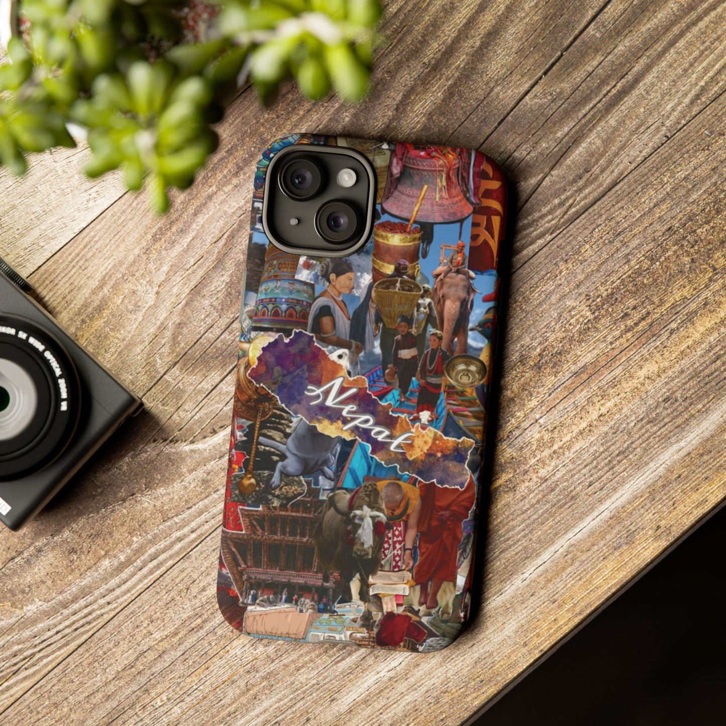 Nepal Collage Phone Case — Colorful Himalayan Travel Design