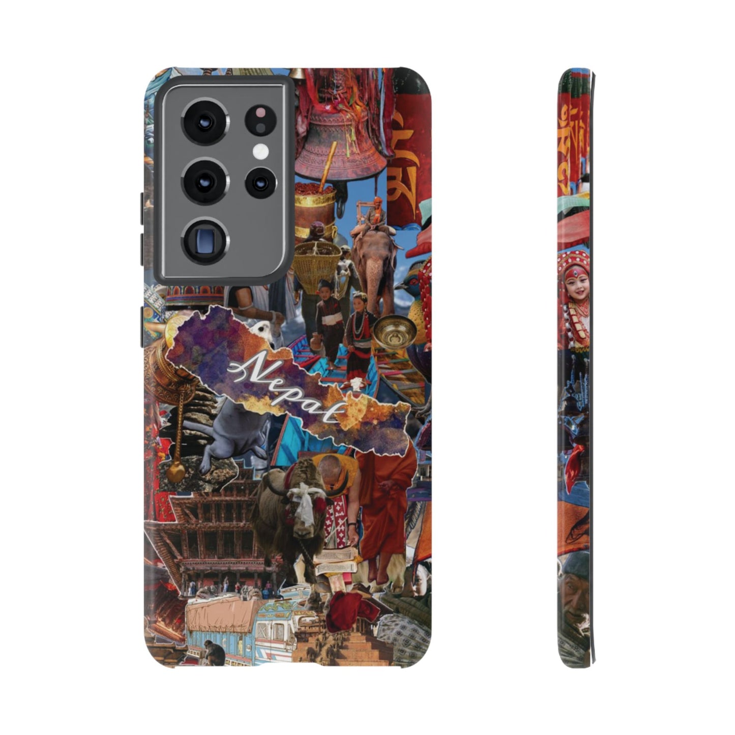 Nepal Collage Phone Case — Colorful Himalayan Travel Design