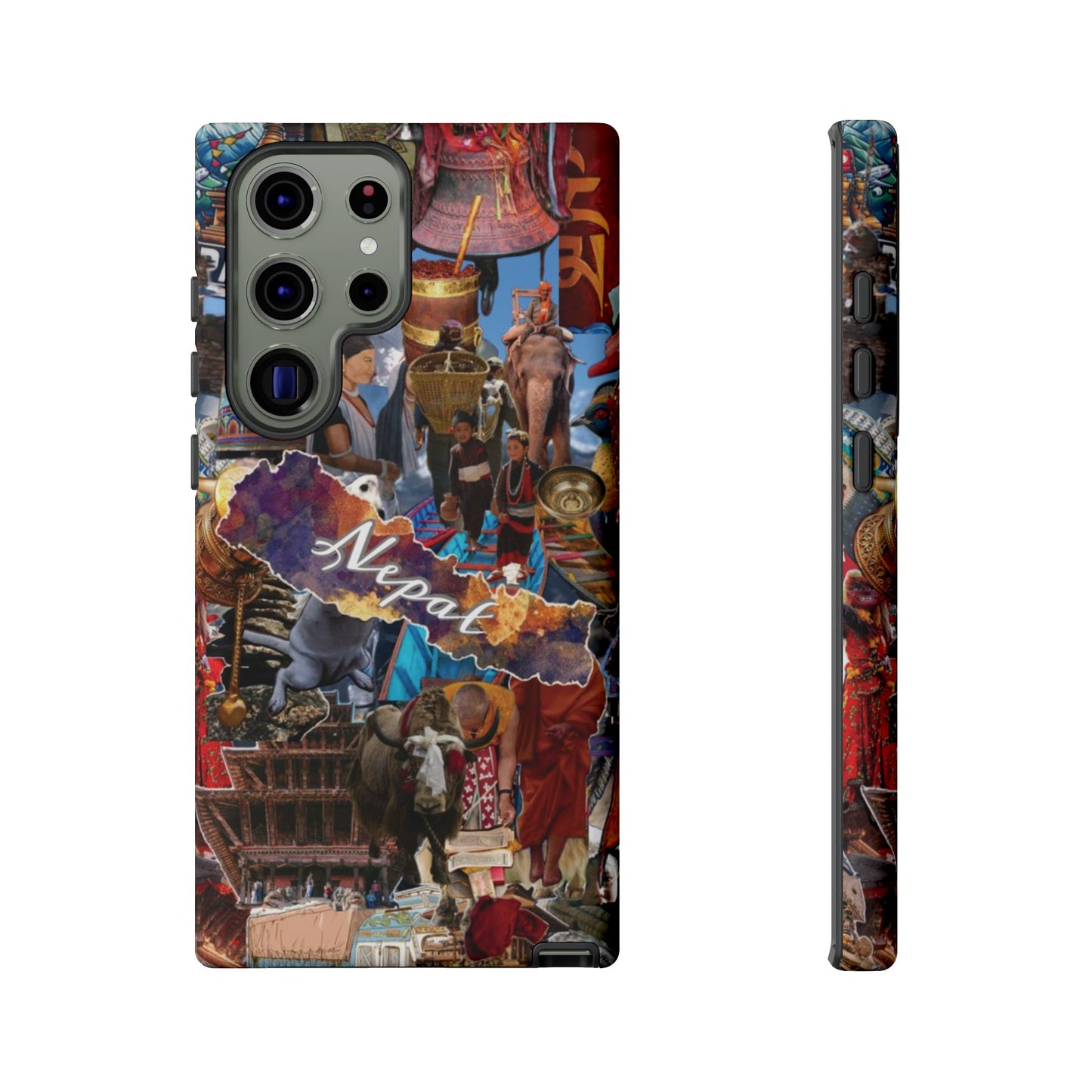 Nepal Collage Phone Case — Colorful Himalayan Travel Design