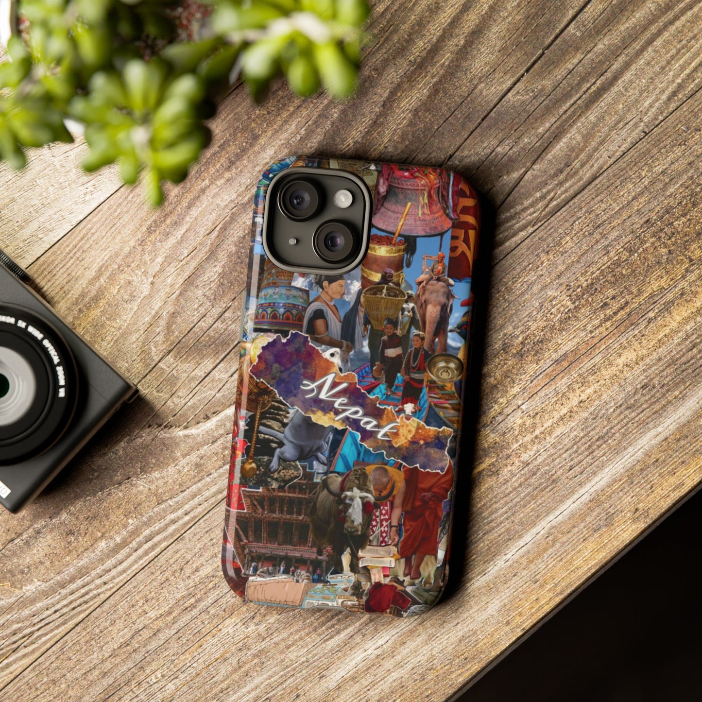 Nepal Collage Phone Case — Colorful Himalayan Travel Design