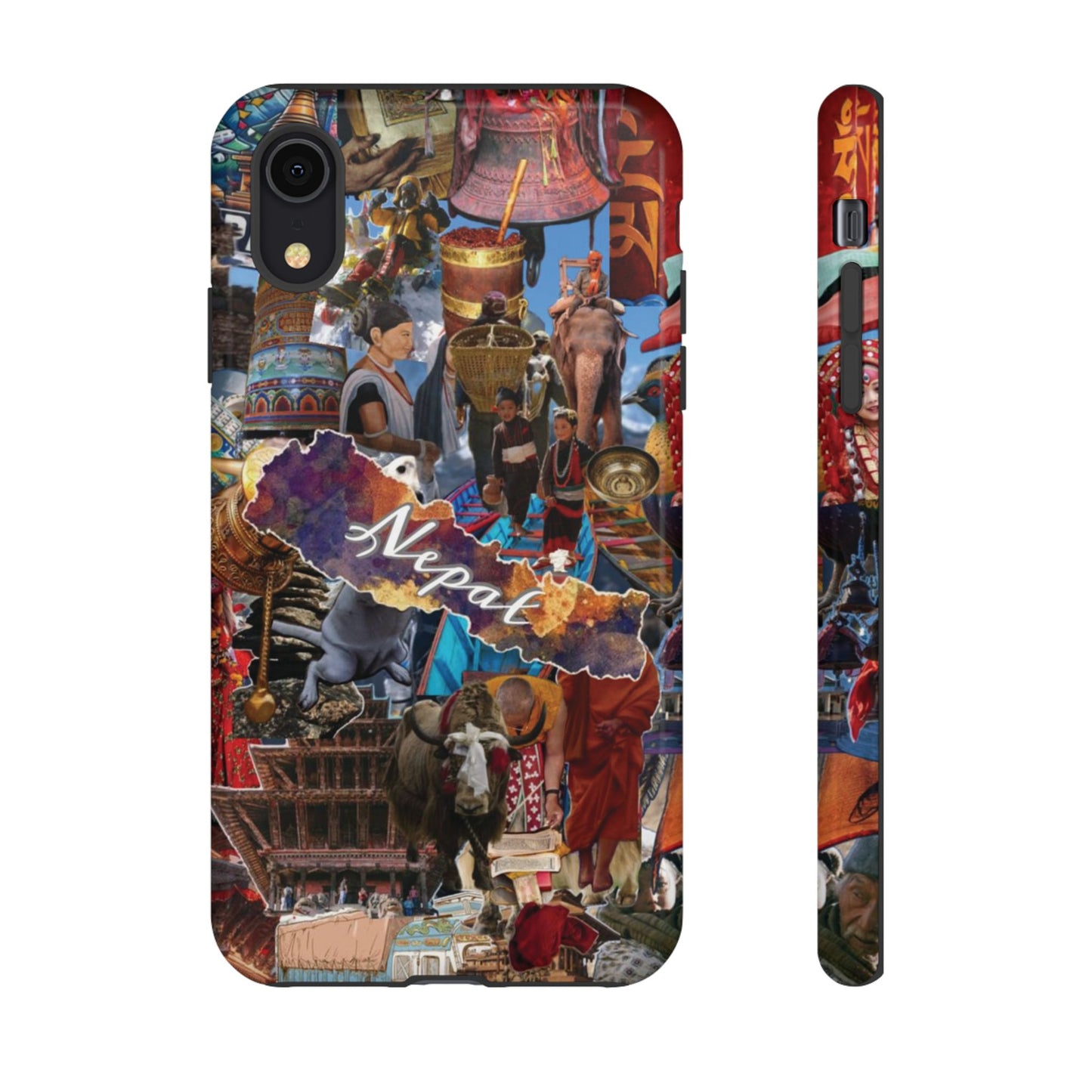 Nepal Collage Phone Case — Colorful Himalayan Travel Design