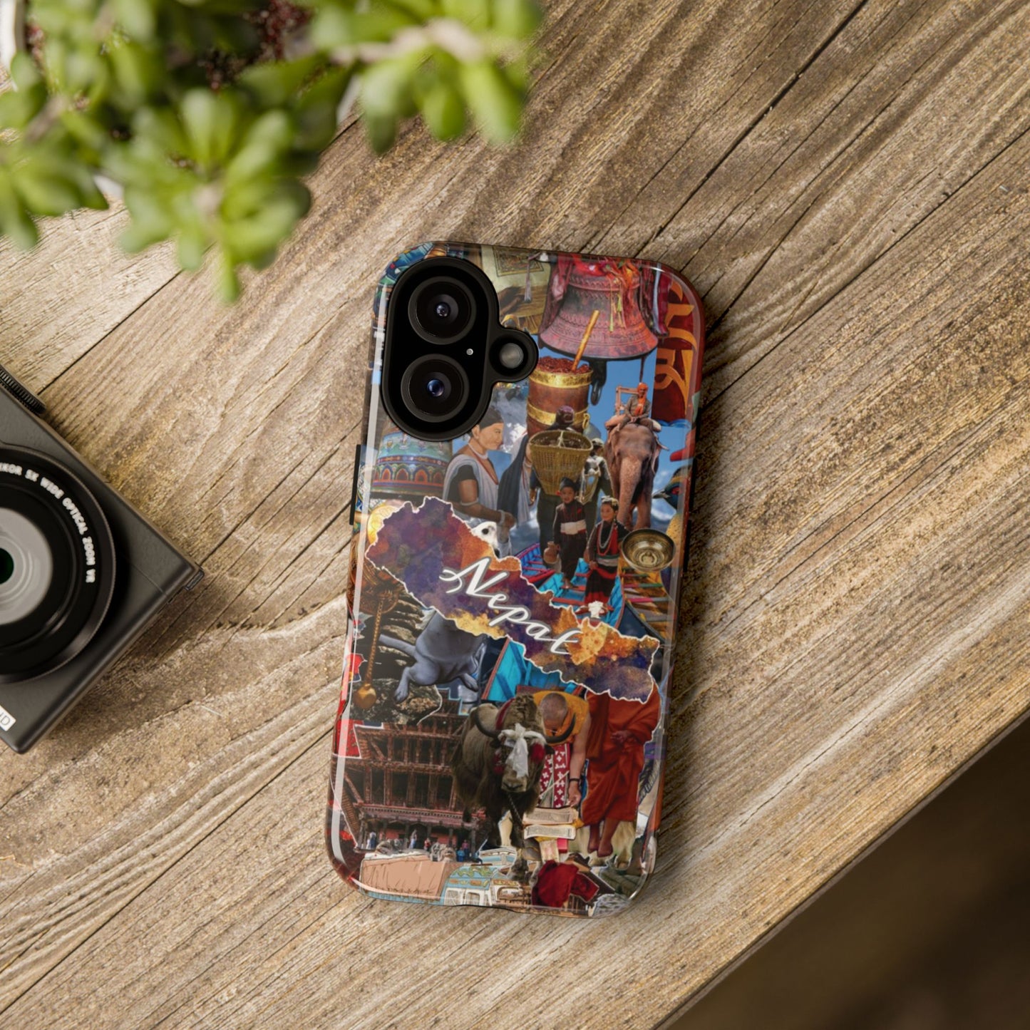 Nepal Collage Phone Case — Colorful Himalayan Travel Design